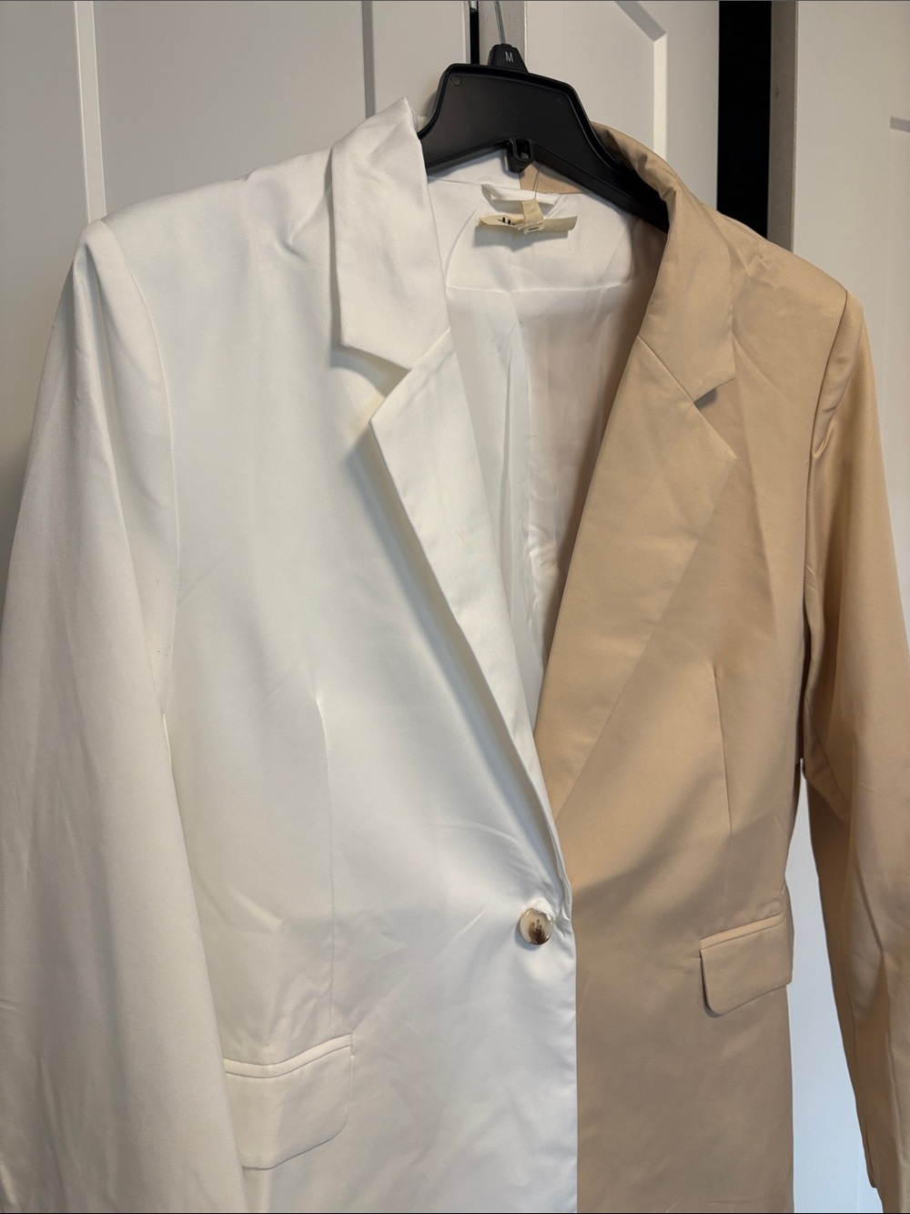 NWT [Haptics] Two-Tone Beige/White Button Lined Blazer Jacket Women’s 1X 2X 3X - Picture 8 of 12